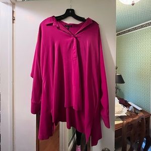 Eileen Fisher half-button down pink silk top!